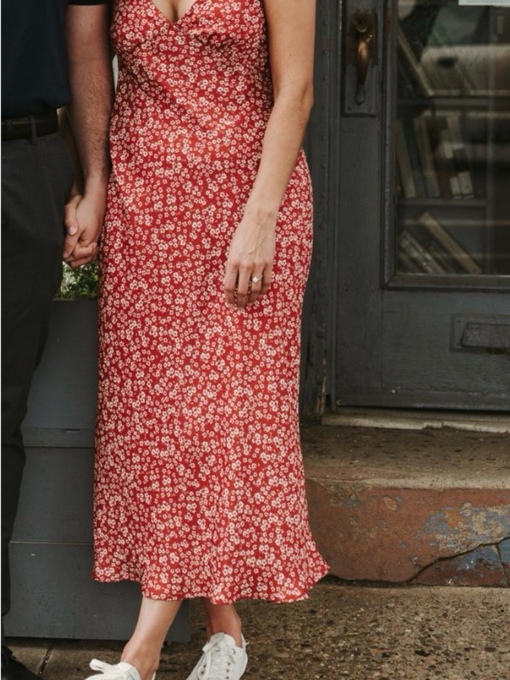 RESA Red Floral Maxi Slip Skirt